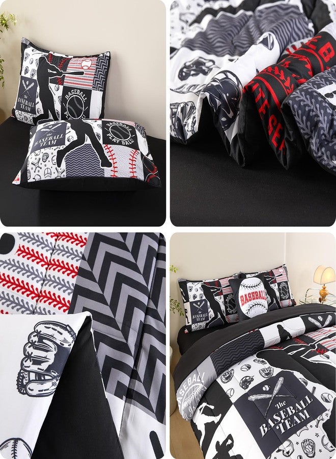 ASKOTU 4 Pcs Twin Bedding Set for Boys, Baseball Sports Boys Bedding Twin Comforter Set - Image 5