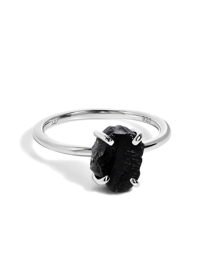 Moon Magic Black Obsidian Ring | Onyx Ring for women Multi Color/Real 925 Sterling Silver | 18k Rose Yellow Gold Birthstone Rings for Women/Genuine Gemstones, 7, Gemstone, Obsidian - Image 1