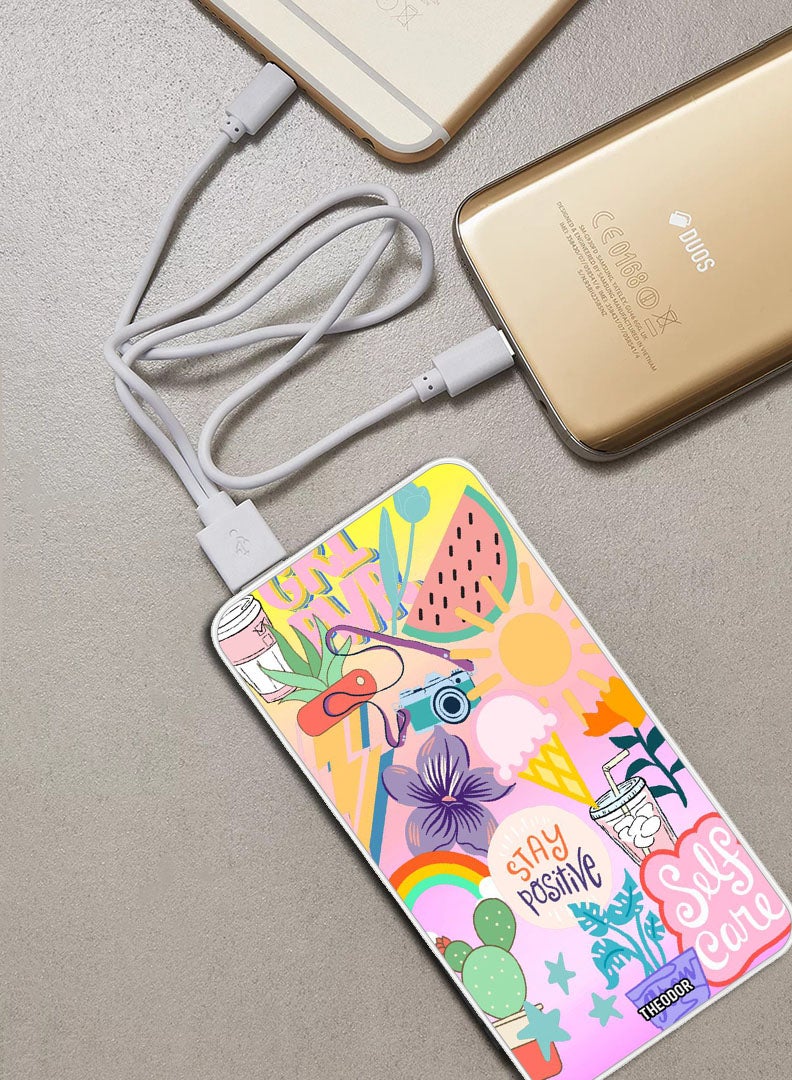 Theodor 10,000 mAh Super Fast Charging Ultra Compact Power Bank with Quick Charge & Power Delivery, Portable Charger For iPhone and Android Stay Positive - Image 2