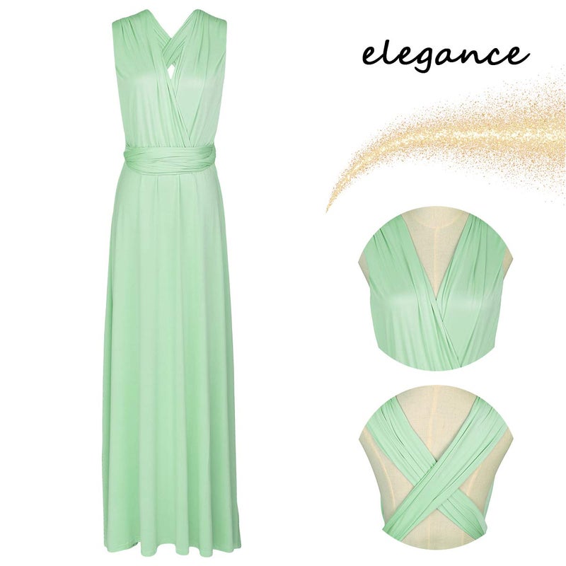 OBEEII Bridesmaid Dress for Womens Infinity Dress Wedding Convertible Multi Way Dress Twist Wrap Long Dress Elegant Cocktail Party Evening Prom Grown Sage Green Medium - Image 3