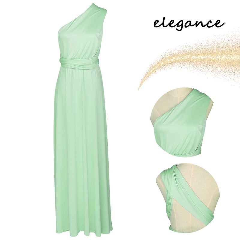 OBEEII Bridesmaid Dress for Womens Infinity Dress Wedding Convertible Multi Way Dress Twist Wrap Long Dress Elegant Cocktail Party Evening Prom Grown Sage Green Medium - Image 4