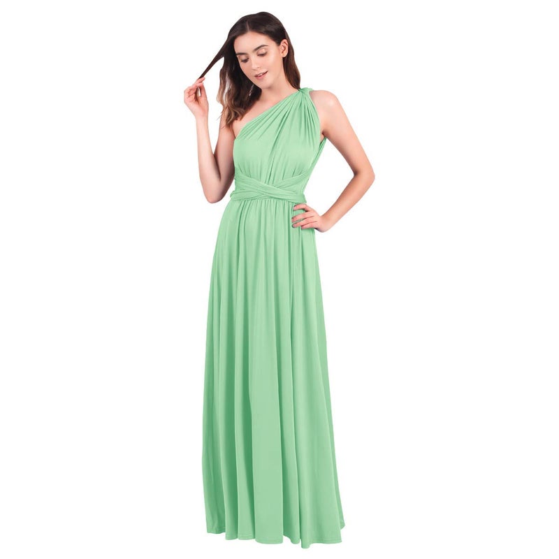OBEEII Bridesmaid Dress for Womens Infinity Dress Wedding Convertible Multi Way Dress Twist Wrap Long Dress Elegant Cocktail Party Evening Prom Grown Sage Green Medium - Image 5