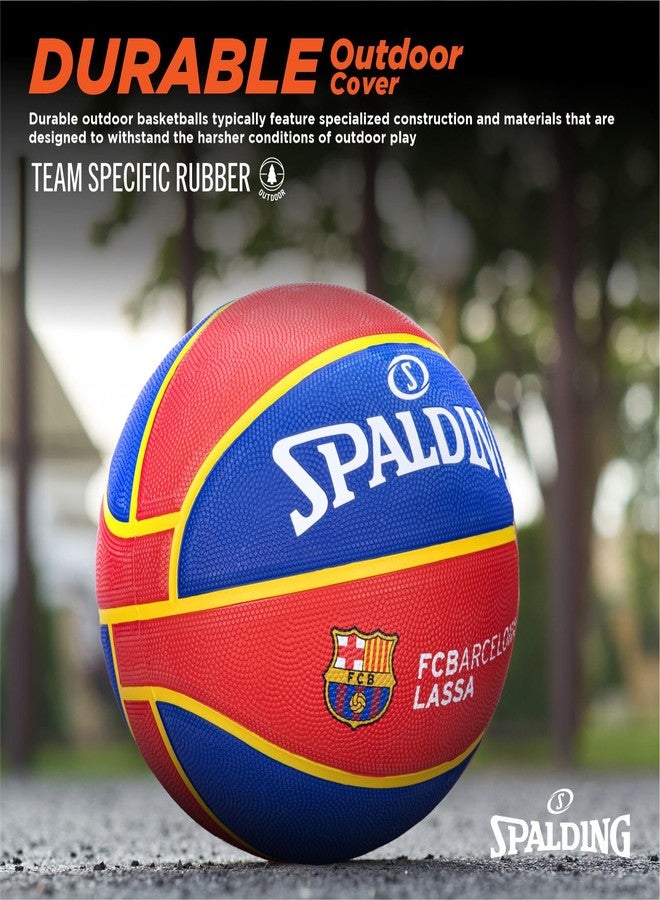 سبالدينج كرة سبالدينغ يورو برشلونة الاحترافية للمباريات، كرة سلة مصبوبة من المطاط، مناسبة للعب في الأماكن المغلقة والمفتوحة، للرجال والنساء والشباب (اللون: أحمر-أزرق)، مقاس 7 - Image 5