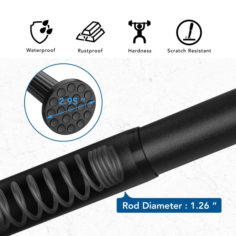 Umimile Tension Curtain Rod, 51-126 Inch,Spring Closet Rod, for Windows or Shower, Easy to Install, No Drilling, No Rust, for Bathroom, Rod Diameter 1.26 Inches, Black,Umimile - Image 2