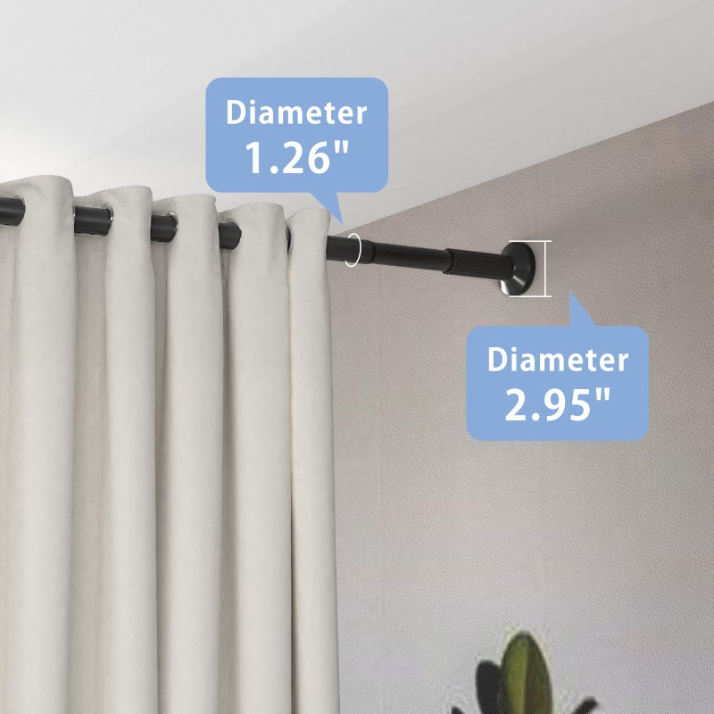 Umimile Tension Curtain Rod, 51-126 Inch,Spring Closet Rod, for Windows or Shower, Easy to Install, No Drilling, No Rust, for Bathroom, Rod Diameter 1.26 Inches, Black,Umimile - Image 3