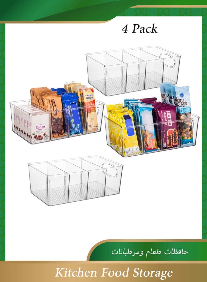 Anmi 4 Pack Kitchen Organizers and Storage, Great Fridge or Snack Organizer, Perfect in Refrigerator or Cupboard Shelf, Pantry Organizers and Storage and Cabinet Organizer - Image 1