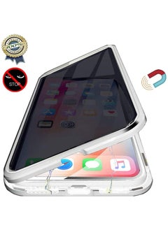 NuSense Anti-Spy Privacy Magnetic Case For Iphone Xr Clear Double Sided Tempered Glass [Magnet Absorption Metal Bumper Frame] Anti-Peeping 360 Full Protective Phone Cover (Silver)  - Image 2