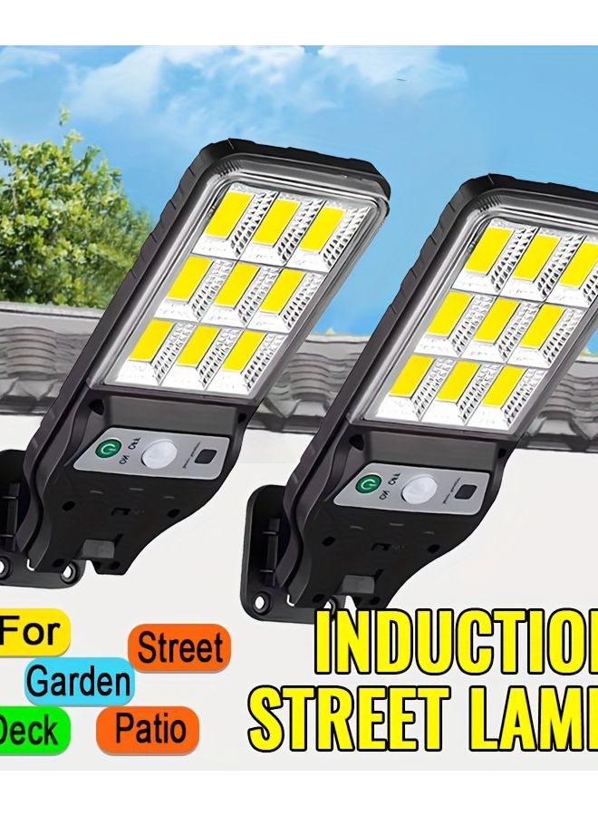 قطعتان من مصابيح الحائط الشمسية للخارج، مصابيح ليد قابلة لإعادة الشحن مع حساس حركة للأمان - Image 3