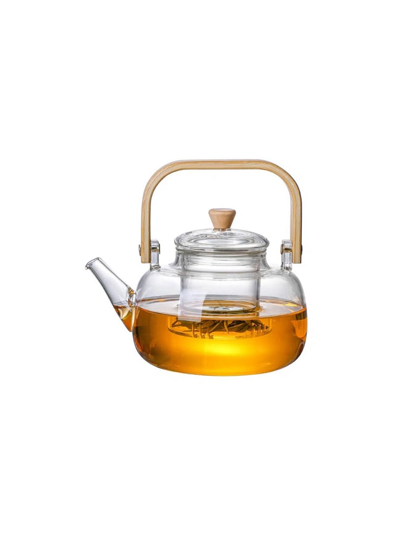 Glass Teapot with Infuser, 1000ml with Glass Strainer Heat Resistant Borosilicate Glass - Image 1