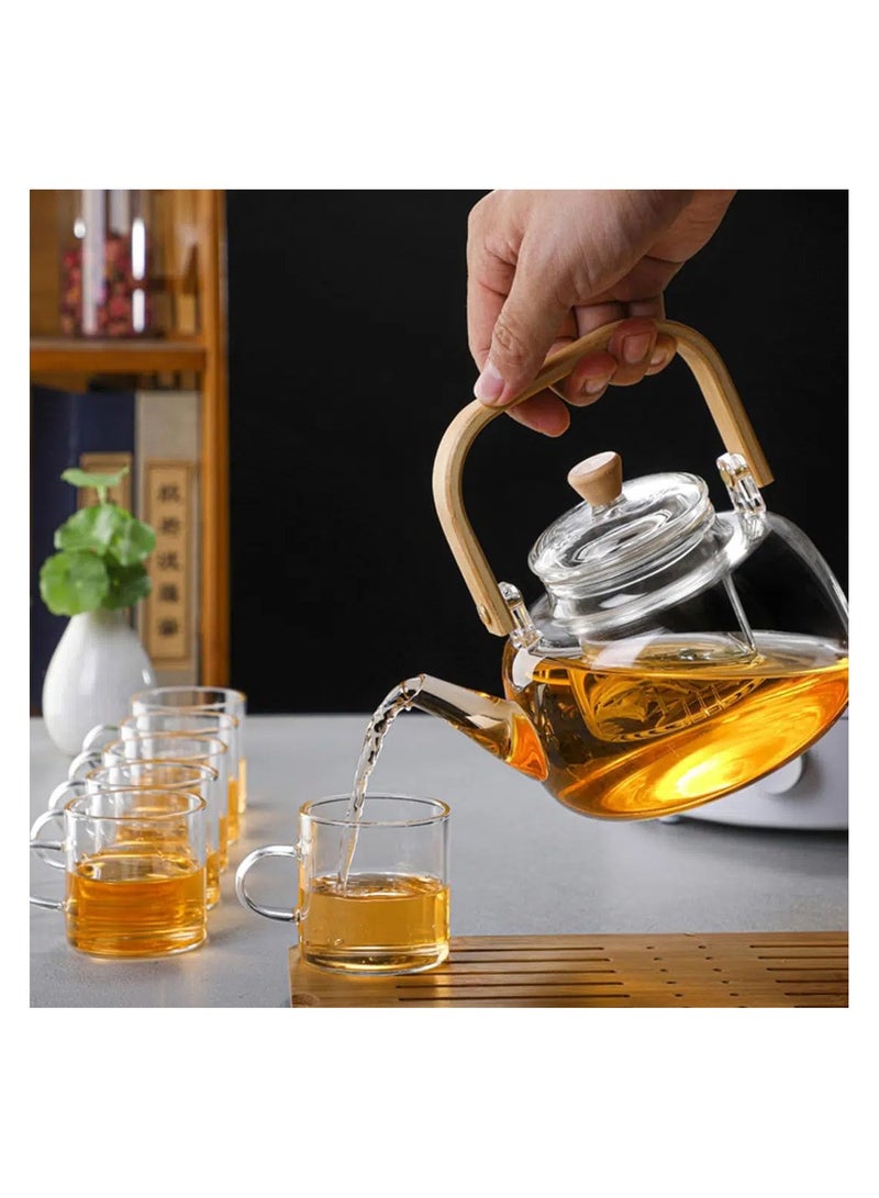 Glass Teapot with Infuser, 1000ml with Glass Strainer Heat Resistant Borosilicate Glass - Image 3