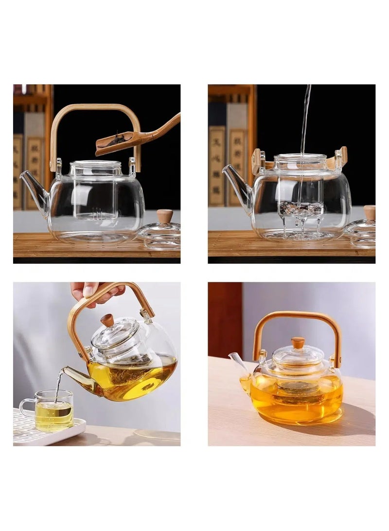 Glass Teapot with Infuser, 1000ml with Glass Strainer Heat Resistant Borosilicate Glass - Image 4