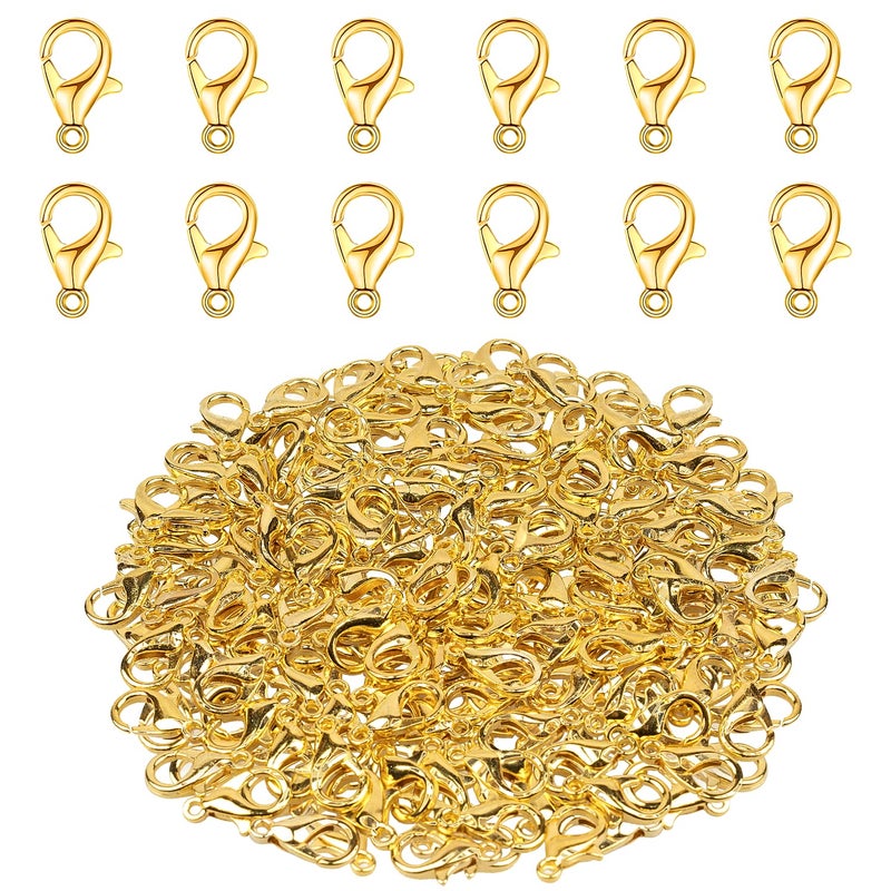 Lobster Clasps 100Pcs Gold Lobster Claw Clasps for Handmade Necklace Bracelet Jewelry Making Accessories Fastener Hook12mmx6mm