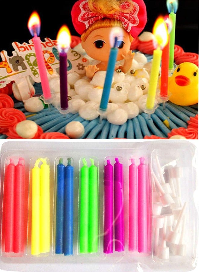 T-shin Coloured Flame Candles,12 Pack Amazing Vivid Colors Cupcake Candles,Long Time Creative Fun Wedding Birthday Anniversary Baby Shower Party Supplies,Cake Decoration Six Color - Image 2