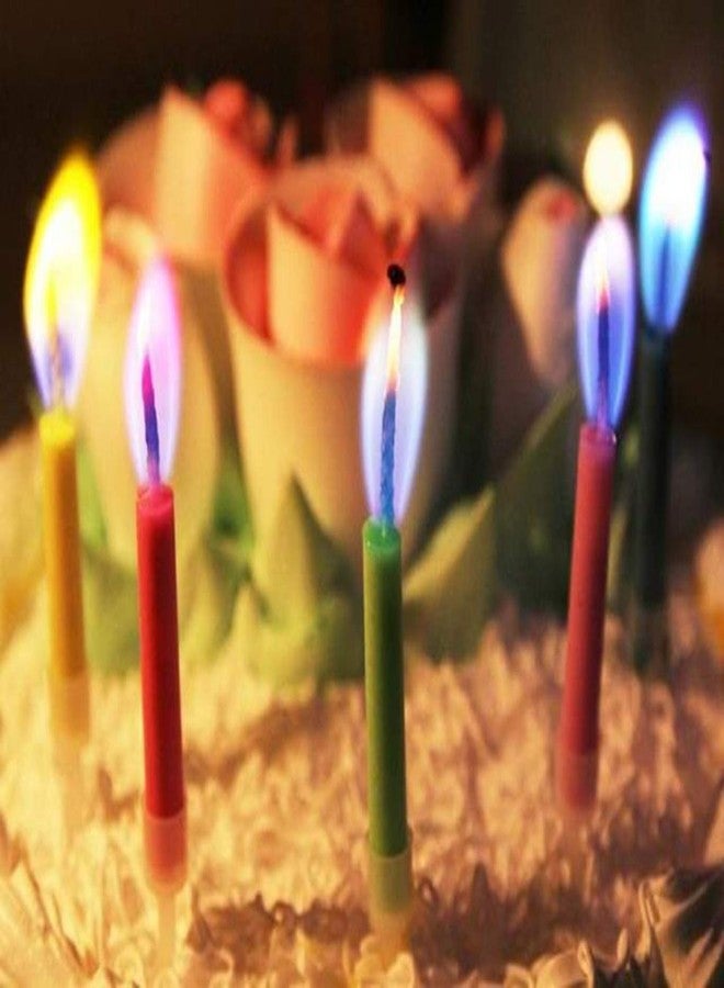 T-shin Coloured Flame Candles,12 Pack Amazing Vivid Colors Cupcake Candles,Long Time Creative Fun Wedding Birthday Anniversary Baby Shower Party Supplies,Cake Decoration Six Color - Image 3