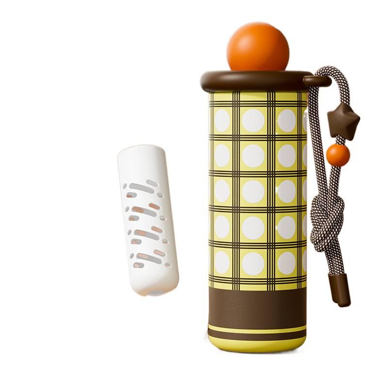 Straw Lid 550 ml Stainless Steel Coffee Mug with Carry Handle in with Ceramic Lining - Image 2
