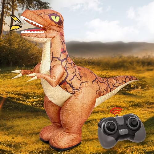 TOPMVP 24GHZ Remote Control Inflatable Dinosaur Toy for KidsElectric Toy Dinosaur with Sound 360RotationWalking Rechargeable Outdoor Toys for Boys Kids Age 6 Birthday Gift - Image 1