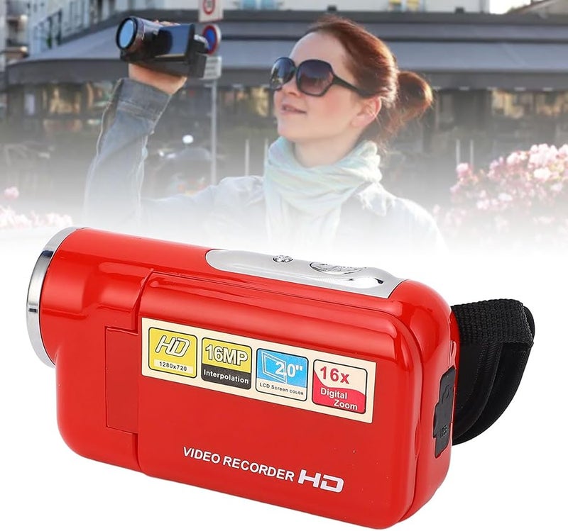 Asixxsix 16MP HD 1080P Digital Camera Camcorder with 2 Inch Rotation Screen 16X Zoom Red - Image 5