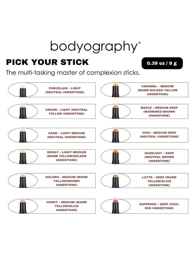 BODYOGRAPHY: Pro Perfect Foundation Stick Caramel Med/Warm Golden - Image 3
