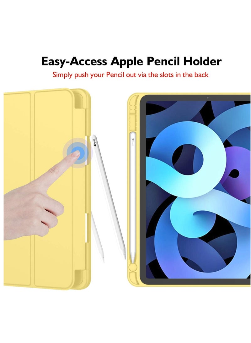 ميجوفاست iPad Air 11 بوصة M3/M2 (2025/2024) iPad Air 5/4 (2022/2020 الجيل الخامس/الرابع 10.9 بوصة) مع حامل قلم، غطاء رفيع للكمبيوتر اللوحي مع ظهر ناعم من مادة TPU، خاصية الإيقاظ/السكون التلقائي باللون الأصفر - Image 4