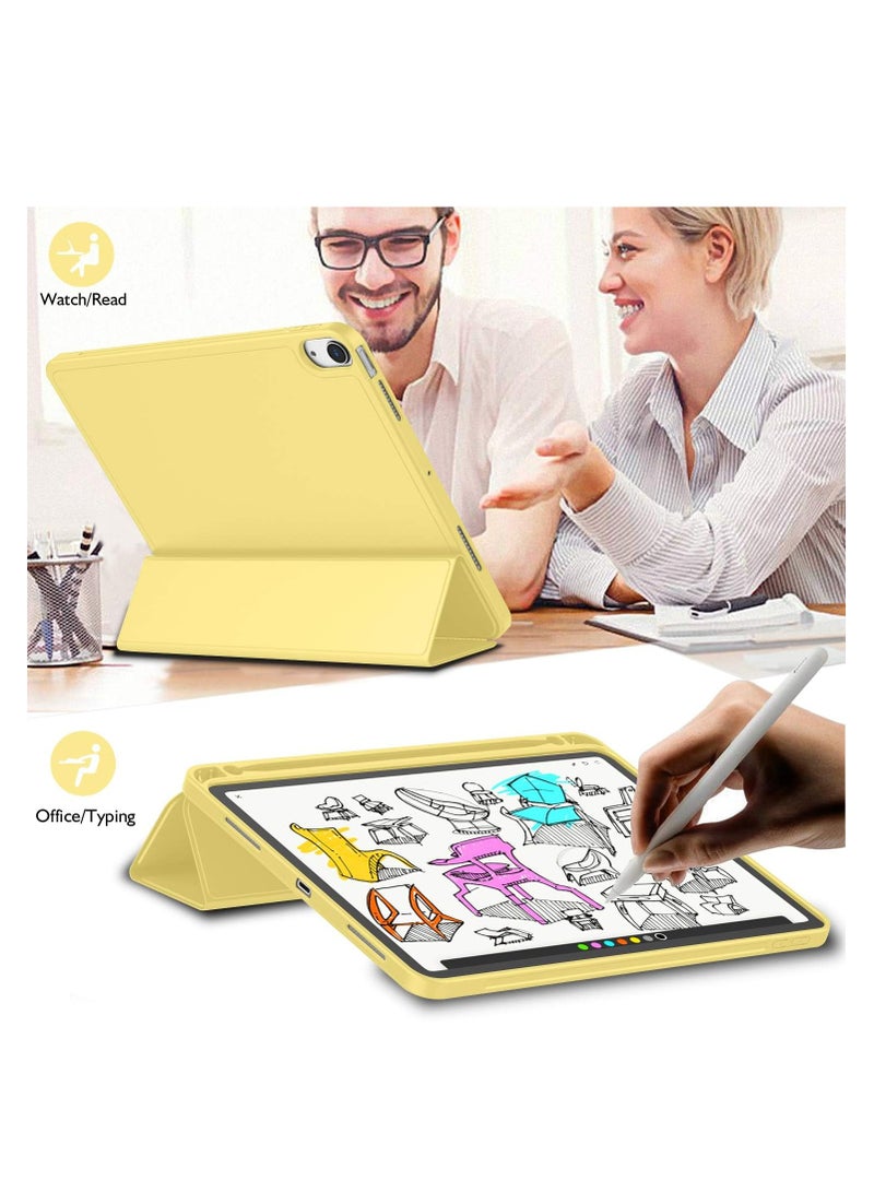 ميجوفاست iPad Air 11 بوصة M3/M2 (2025/2024) iPad Air 5/4 (2022/2020 الجيل الخامس/الرابع 10.9 بوصة) مع حامل قلم، غطاء رفيع للكمبيوتر اللوحي مع ظهر ناعم من مادة TPU، خاصية الإيقاظ/السكون التلقائي باللون الأصفر - Image 5