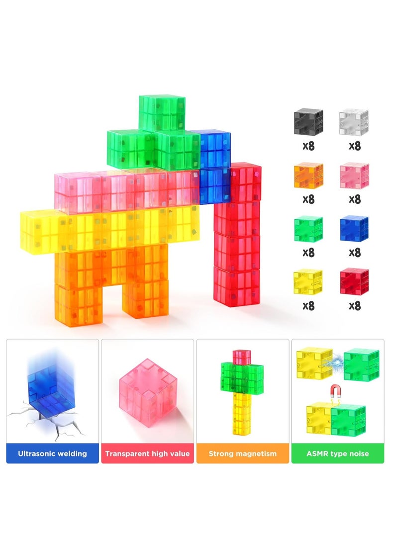 General 64 magnetic blocks for 3, 4, 5, 6, 7, 8 years old, 0.9 inch translucent magnetic blocks, magnetic building blocks, magnetic building toys, building toys  - Image 3