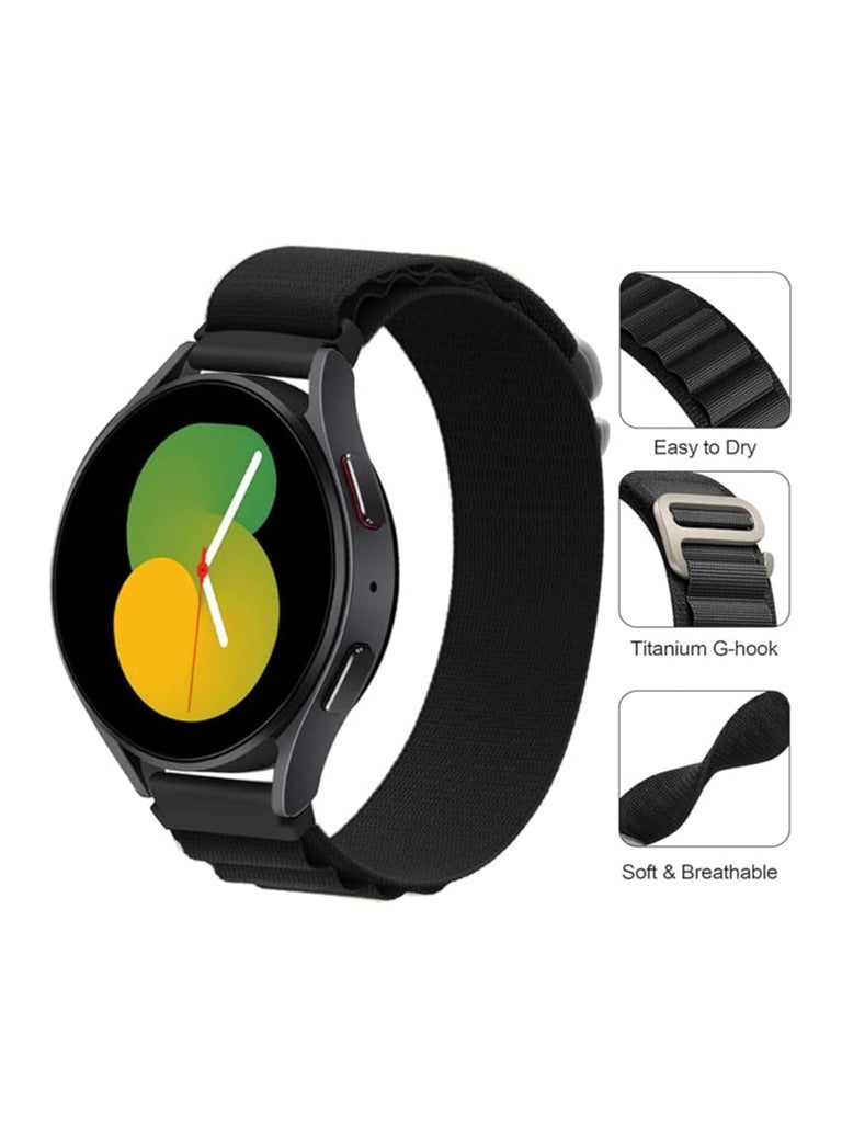 Strap Nylon 20MM Band For Samsung Gear Sport/Watch 4/Watch 5 /Watch 5 Pro /S2 classic/active 2 40mm 44mm/Amazfit GTS 3/ GTS 4/4 Mini/Bip 3/Pro/GTS 2 mini/GTS 2e/Bip U/UPro (Black) - Image 2