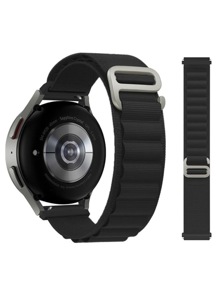 Strap Nylon 20MM Band For Samsung Gear Sport/Watch 4/Watch 5 /Watch 5 Pro /S2 classic/active 2 40mm 44mm/Amazfit GTS 3/ GTS 4/4 Mini/Bip 3/Pro/GTS 2 mini/GTS 2e/Bip U/UPro (Black) - Image 1