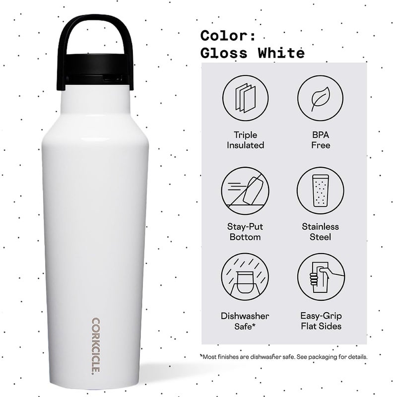 CORKCICLE Corkcicle Sport Canteen Insulated Tumbler  Gloss White  20 oz - Reusable Water Bottle Keeps Beverages Cold for 25 Hours & Hot 12 Hours - Cupholder Friendly Tumbler with Screw-On Cap - Image 4