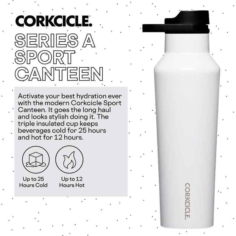 CORKCICLE Corkcicle Sport Canteen Insulated Tumbler  Gloss White  20 oz - Reusable Water Bottle Keeps Beverages Cold for 25 Hours & Hot 12 Hours - Cupholder Friendly Tumbler with Screw-On Cap - Image 2