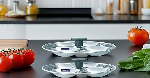TENNYSON Tennyson Stainless Steel 2 Special Idly PlateBig Idlies With Knobs Thick Gauge Plus Extra Deep 22 Cm - Image 1