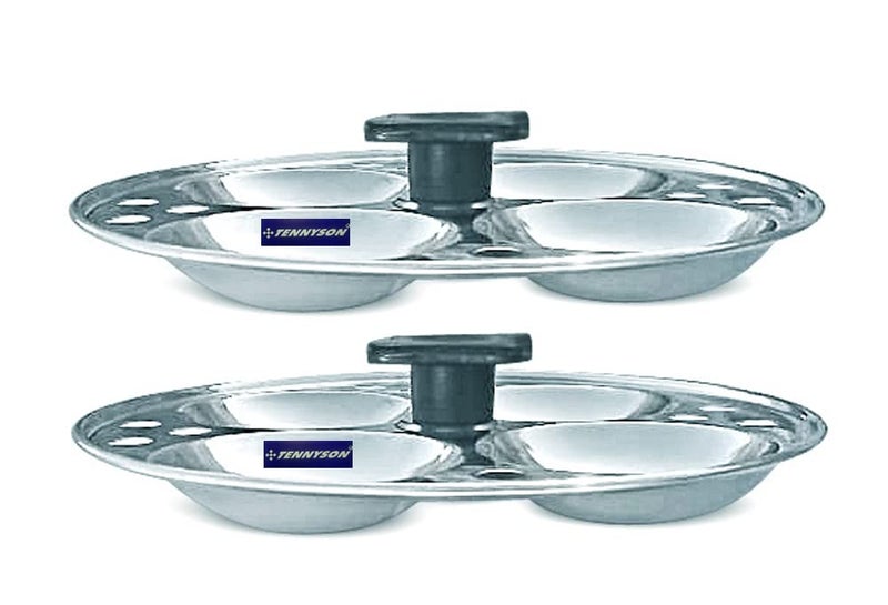 TENNYSON Tennyson Stainless Steel 2 Special Idly PlateBig Idlies With Knobs Thick Gauge Plus Extra Deep 22 Cm - Image 3