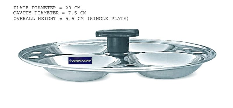 TENNYSON Tennyson Stainless Steel 2 Special Idly PlateBig Idlies With Knobs Thick Gauge Plus Extra Deep 22 Cm - Image 2