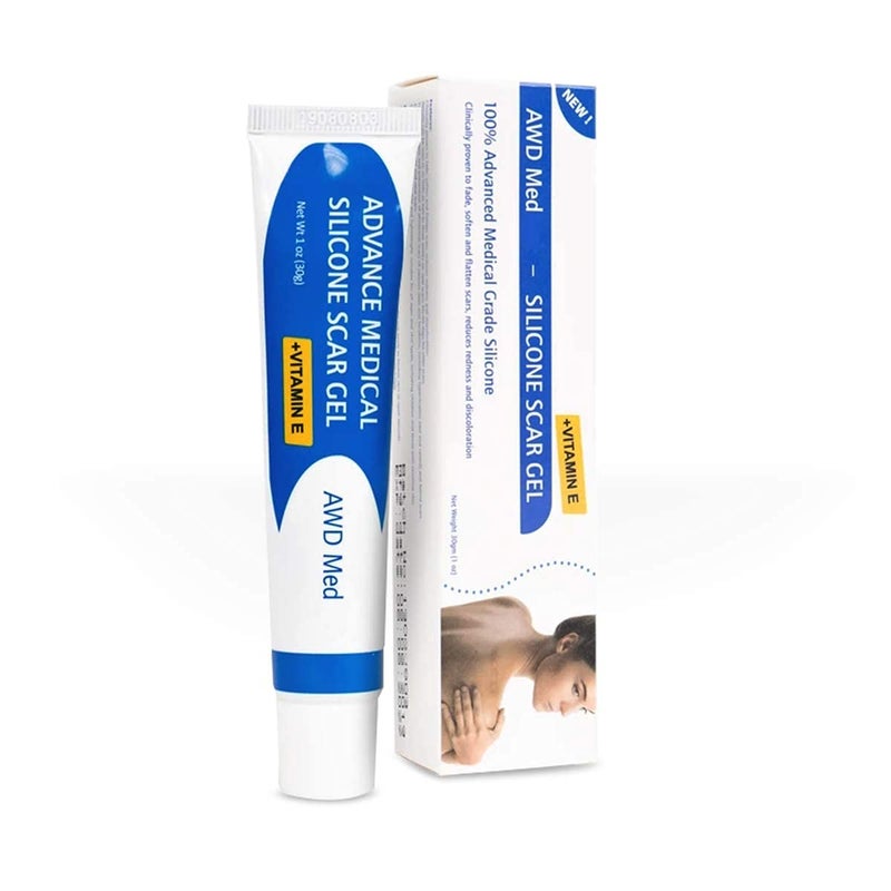 AWD Medical AWD Silicone Scar Gel for Surgical Scars - Medical Grade Silicone Scar Gel for C Section, Tummy Tuck, Keloid Treatment Use With or Without Silicone Scar Tape - After Surgery Must Haves