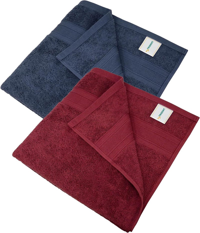 MYTRIDENT Soft Comfort Air Rich 100% Cotton Towels for Bath, 500 GSM Large Size Bathroom Towels for Men/Women, 2PC Bath (69 cm x 137 cm), Wine red and Navy - Image 3