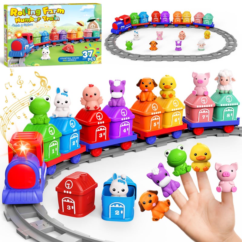Meytccve Train Set for Toddlers 24Toddler Toys for 1 2 3 Year OldElectric Train Set Montessori Learning Matching Sorting Toys Learning Toy Birthday Gift for Boy Girl - Image 3