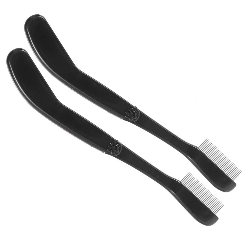 2pcs Metal Eyelash Comb and Eyebrow Brush Set, Reusable Lash Separator with Foldable Design for Women’s Makeup and Eyebrow Grooming Tools - Image 1