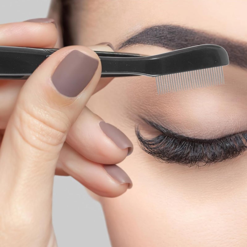 2pcs Metal Eyelash Comb and Eyebrow Brush Set, Reusable Lash Separator with Foldable Design for Women’s Makeup and Eyebrow Grooming Tools - Image 4