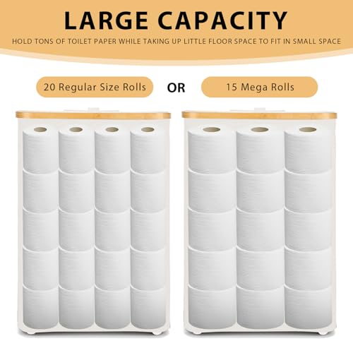 Odonata Large Toilet Paper Storage Basket with Lid, Slim Toilet Paper Organizer, Hold up to 20 Regular Rolls or 15 Mega Rolls. (Beige, 49L) - Image 2