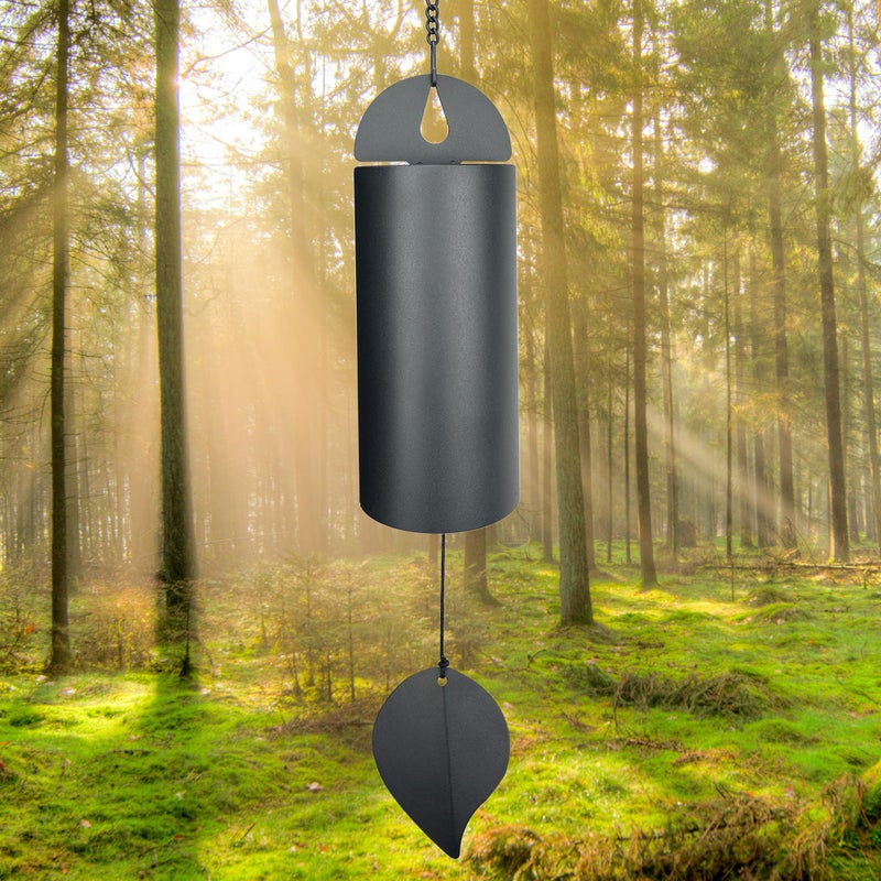 MEDOO Unique Serenity Bell with Deep Resonance - Large Deep Tone Wind Chimes for Outside - Memorial Wind Chime for Outdoors - Amazing Grace Wind Bells with Mute Mode - Handcrafted Steel Wind Chimes - Black - Image 1