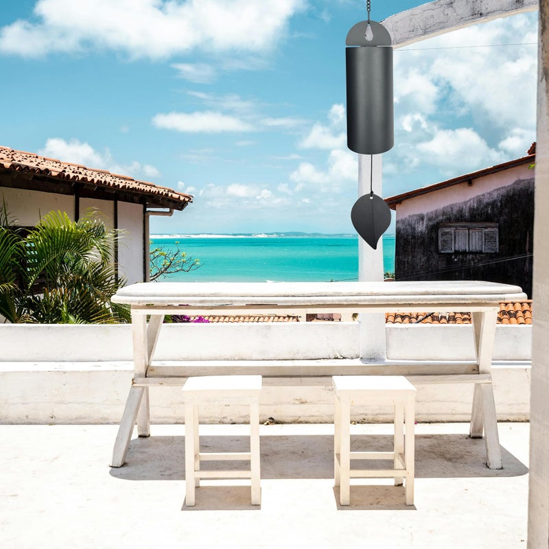 MEDOO Unique Serenity Bell with Deep Resonance - Large Deep Tone Wind Chimes for Outside - Memorial Wind Chime for Outdoors - Amazing Grace Wind Bells with Mute Mode - Handcrafted Steel Wind Chimes - Black - Image 2