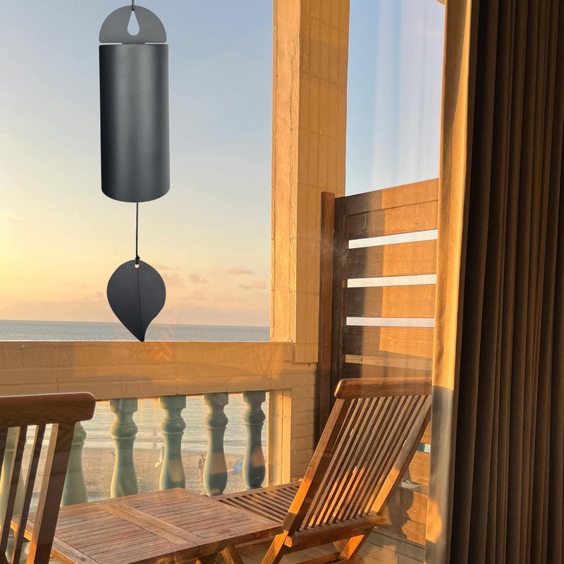 MEDOO Unique Serenity Bell with Deep Resonance - Large Deep Tone Wind Chimes for Outside - Memorial Wind Chime for Outdoors - Amazing Grace Wind Bells with Mute Mode - Handcrafted Steel Wind Chimes - Black - Image 3