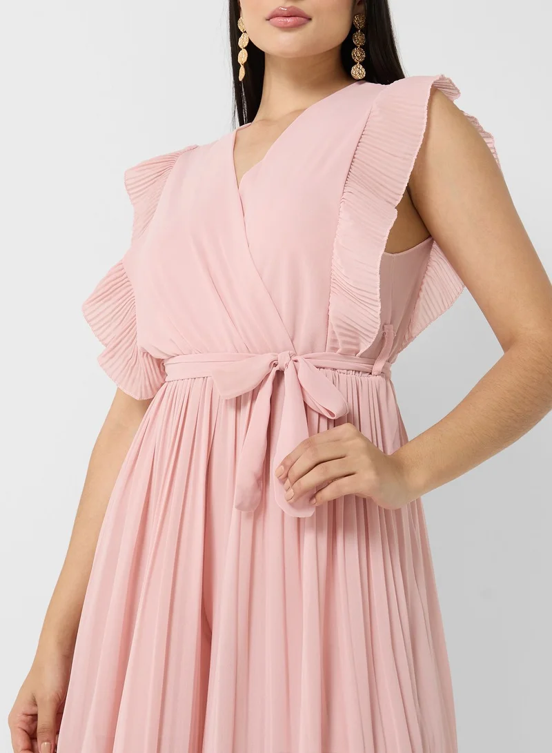 boohoo Ruffle Sleeve Tie Detail Jumpsuit