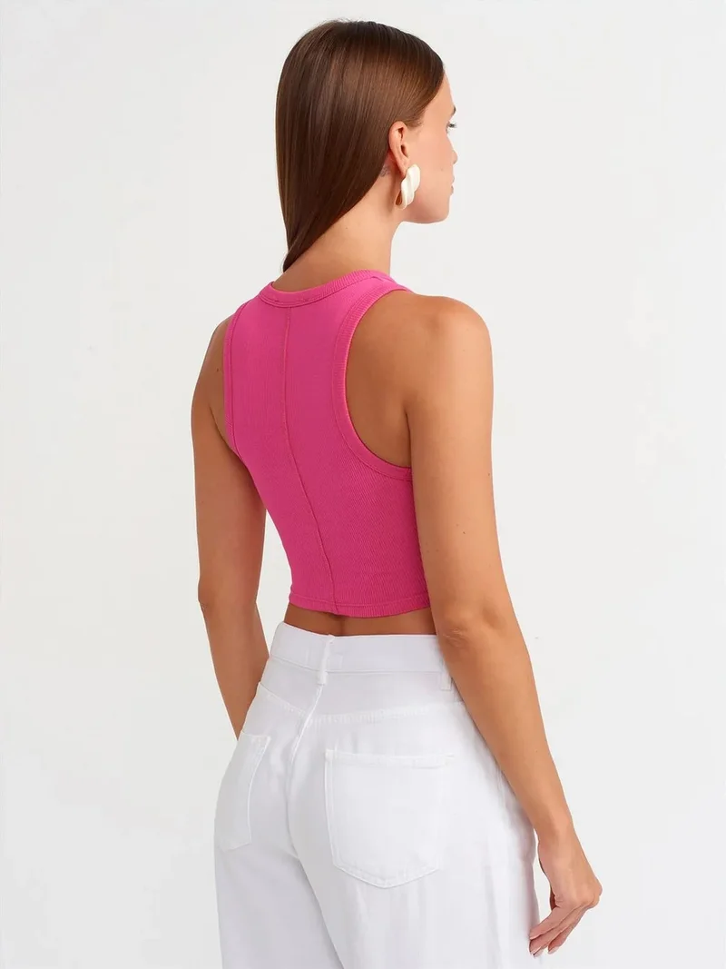 ديلفين Dilvin Women's Ribbed Sleeveless Crop Top