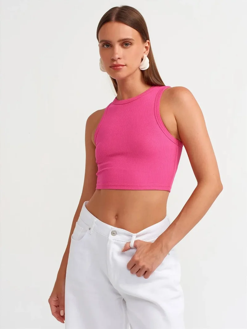 ديلفين Dilvin Women's Ribbed Sleeveless Crop Top
