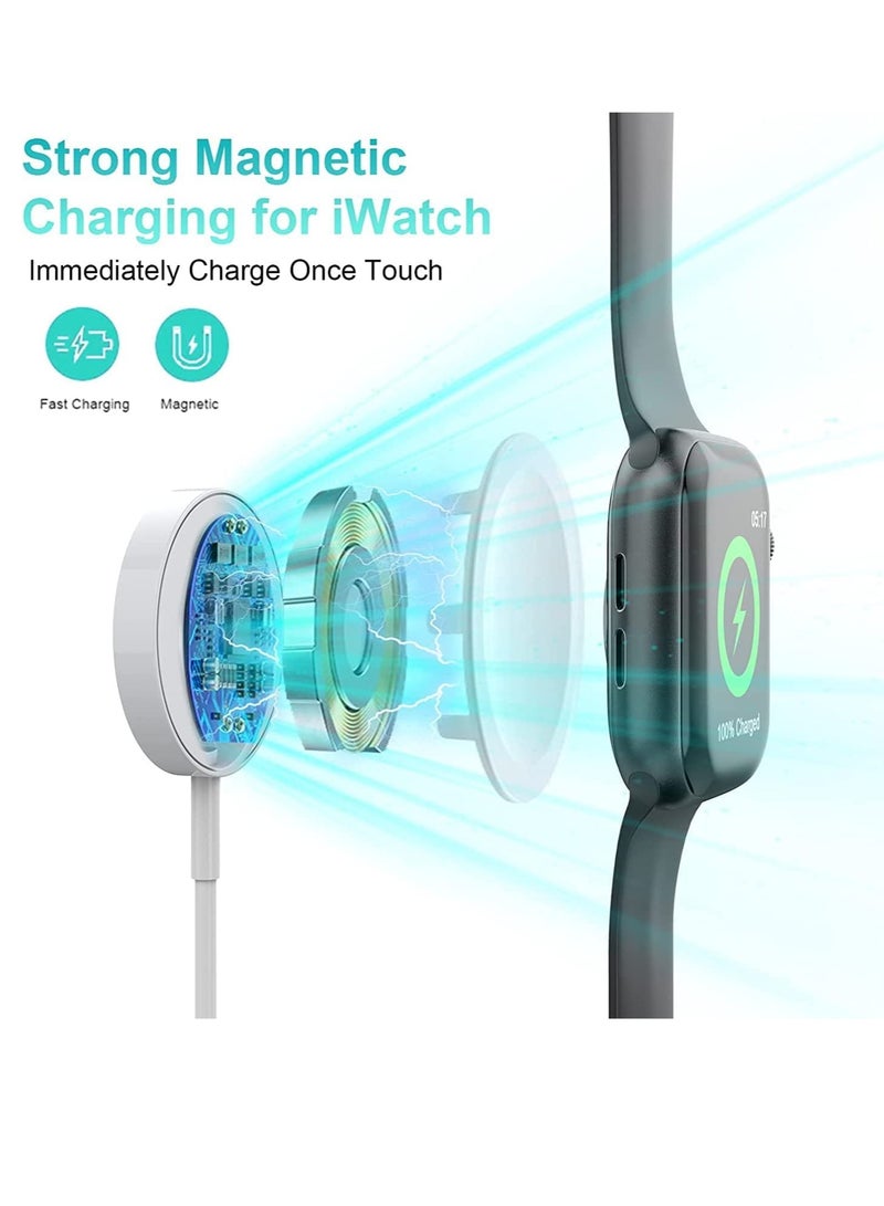 Excefore شاحن ساعة متوافق مع شاحن Apple Watch، كابل شحن شاحن ساعة لسلسلة Watch Series 7/6 /5/4 /3/2 /SE، سلك شاحن سريع مغناطيسي لشحن iWatch المحمول - Image 3