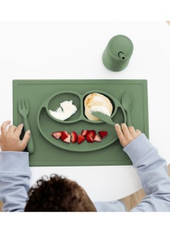 ezpz Happy Utensils - 100% Bpa Free Fork, Spoon & Knife For Toddlers + Preschoolers + Self-Feeding- 24 Months+ - Olive  - Image 2