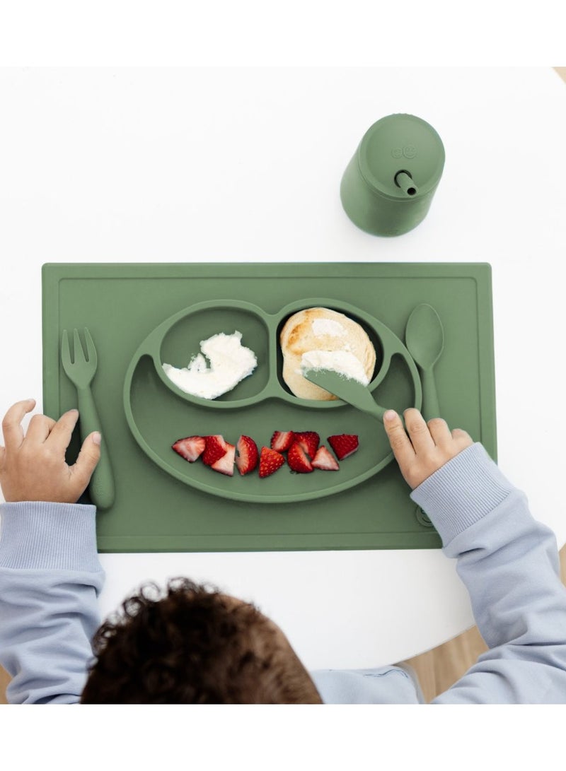 ezpz Happy Utensils - 100% Bpa Free Fork, Spoon & Knife For Toddlers + Preschoolers + Self-Feeding- 24 Months+ - Olive - Image 2