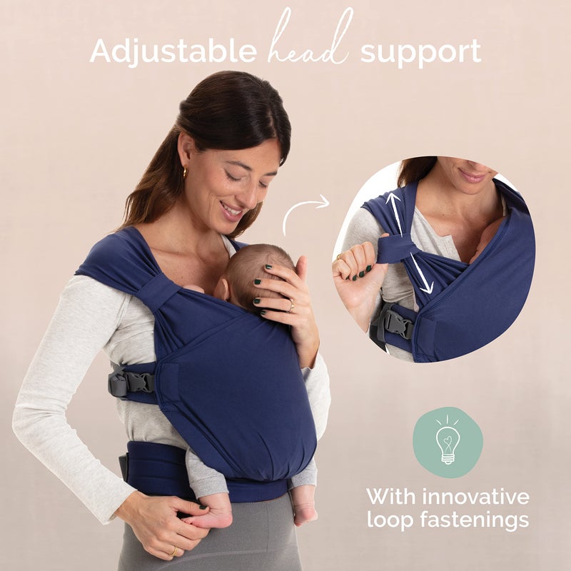 Boba Bliss Pre-Wrapped Baby Carrier with Buckle - Newborn to 7-35 lbs Light, Breathable & Easy to Adjust Hybrid Infant Sling & Toddler Carrier - Certified Hip-Healthy for 0-18 Months - Navy Blue - Image 4