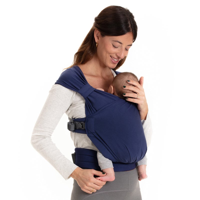Boba Bliss Pre-Wrapped Baby Carrier with Buckle - Newborn to 7-35 lbs Light, Breathable & Easy to Adjust Hybrid Infant Sling & Toddler Carrier - Certified Hip-Healthy for 0-18 Months - Navy Blue - Image 1