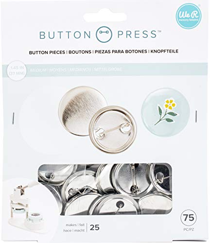 We R Memory Keepers, Button Press Refill-Medium, 25 Pack, 37mm Medium Homemade Buttons, Create Custom Buttons for School Name Tags, Work Holidays, or Church Kid Activities - Image 1
